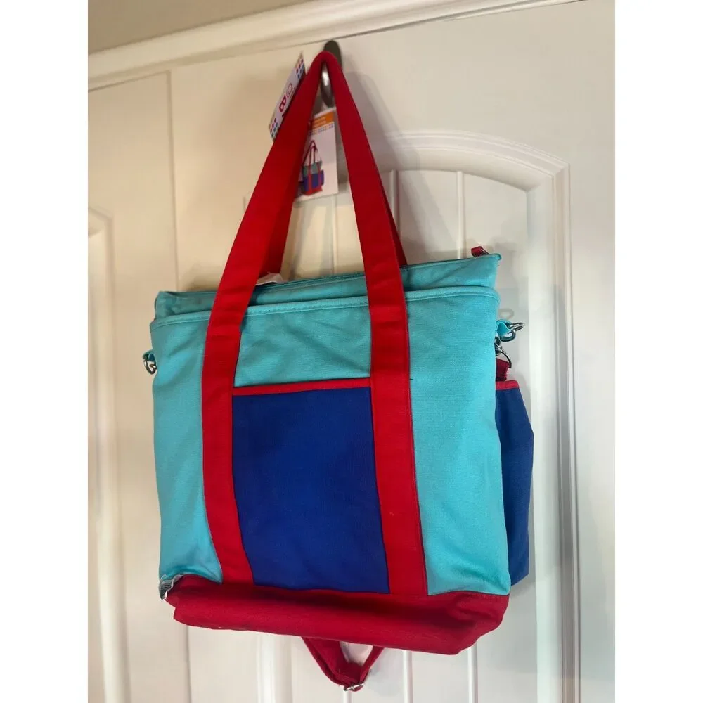 NWT Giggle Baby Diaper Bag Tote Colorblock Red Blue w/ Changing Pad